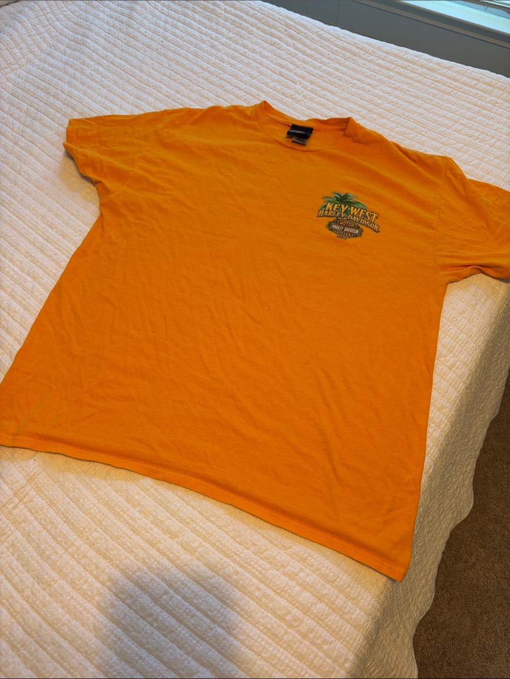 Harley-Davidson Orange Short-Sleeve Tee with Key West Chest Graphic
